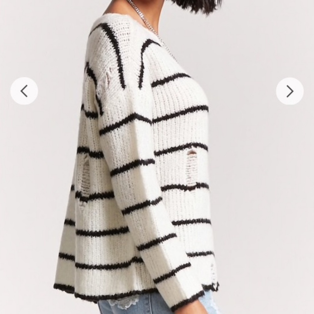 ✨SOLD✨FOREVER 21 Striped Open-Knit Sweater - Picture 2 of 3